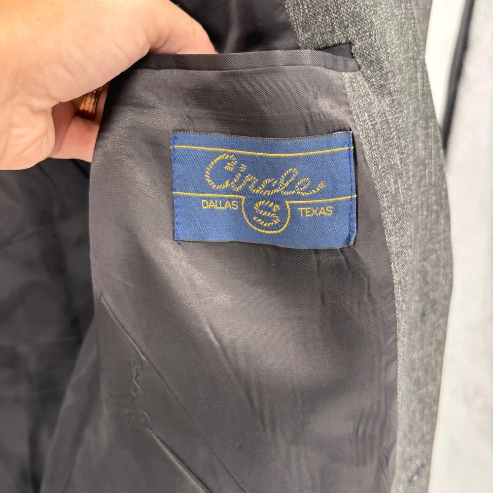Circle S Western Blazer Mens 44R Grey Black Excellent Contrast Yoke Sport Coat